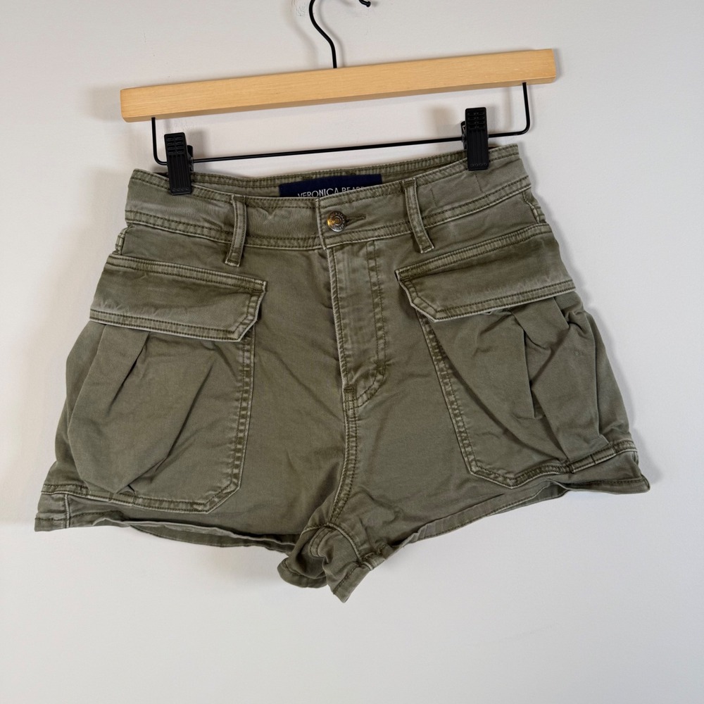 Veronica Beard Mallory Utility Shorts High Rise 24 Army Green Cargo Shorts